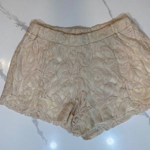 White floral lace shorts